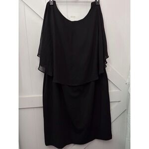 NWT Connected Apparel Black Chiffon‎ Cape Overlay Dress 22W Plus Elegant Formal